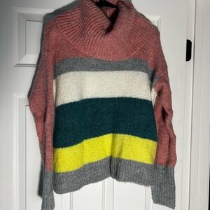 Lou & Grey for LOFT Medium Cowl Neck Striped Sweater